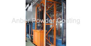 Fluidized bed fence coating line