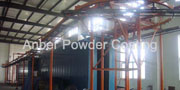 Fence mesh fluidized bed coating line
