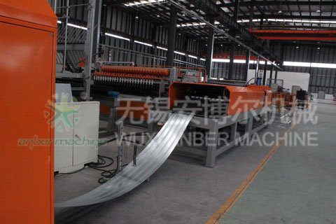 Rib lath production line with lath collector